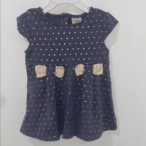 Catherine Malandrino Blue and Gold Polka Dot Kids Top Size 24M